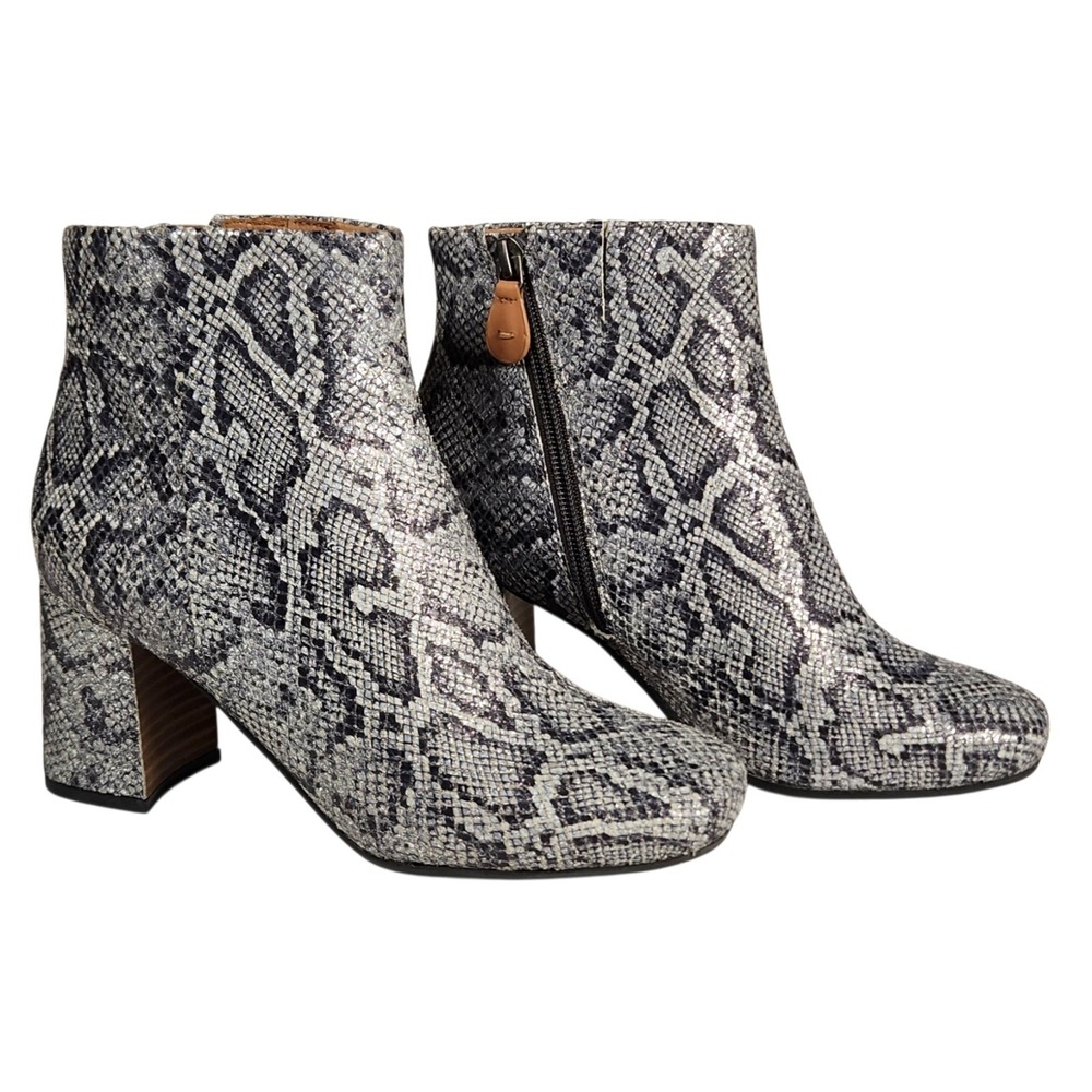 GOLO Wynne Women's 6M Snake Print Leather Ankle Boots Block Heel New In Box